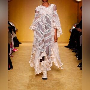 Zimmermann Runway 2020 Cream Leather Combat Boot